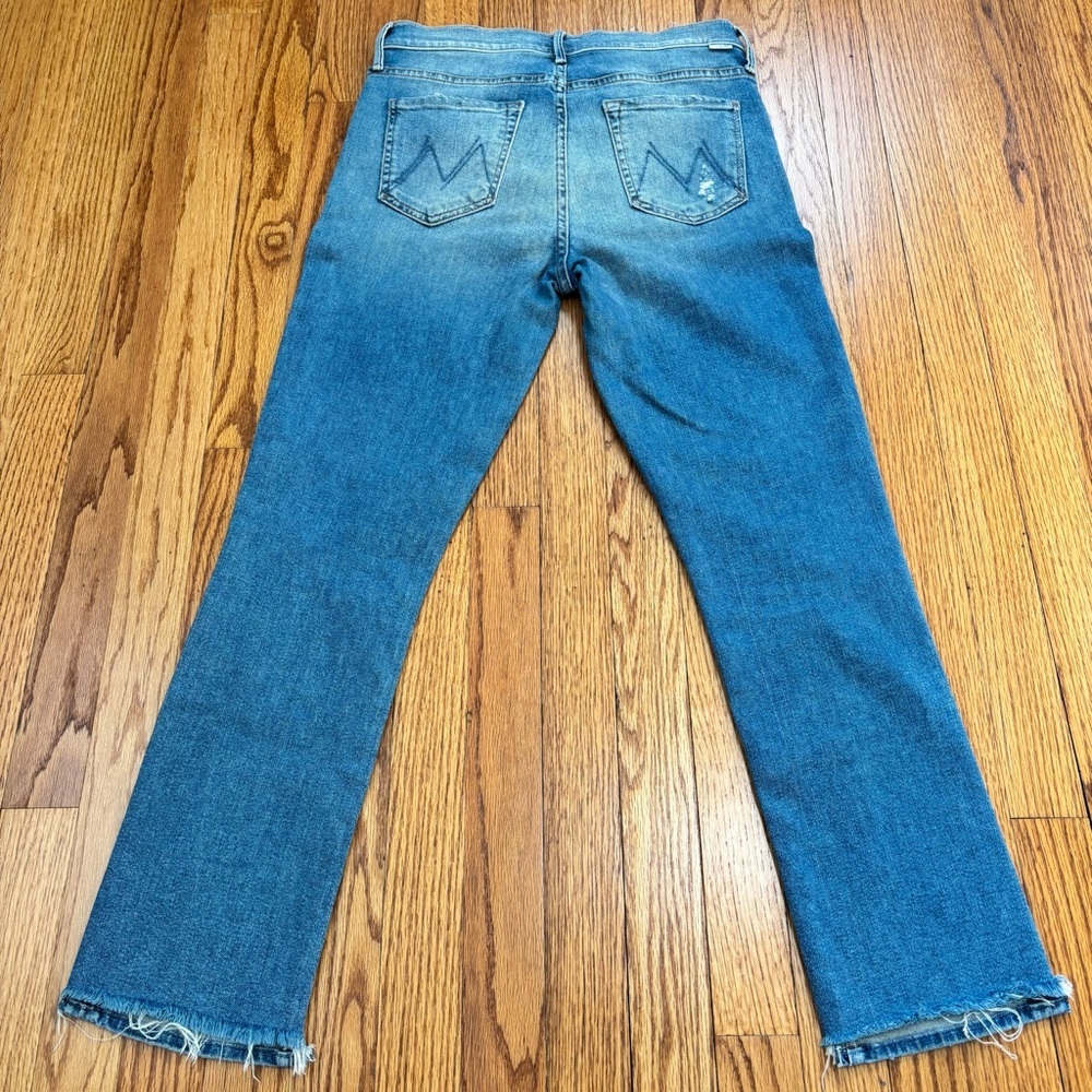 Mother Women"s 29 High Waisted Rascal Ankle Jeans Love Gun Distressed Frayed Hem - Picture 15 of 16